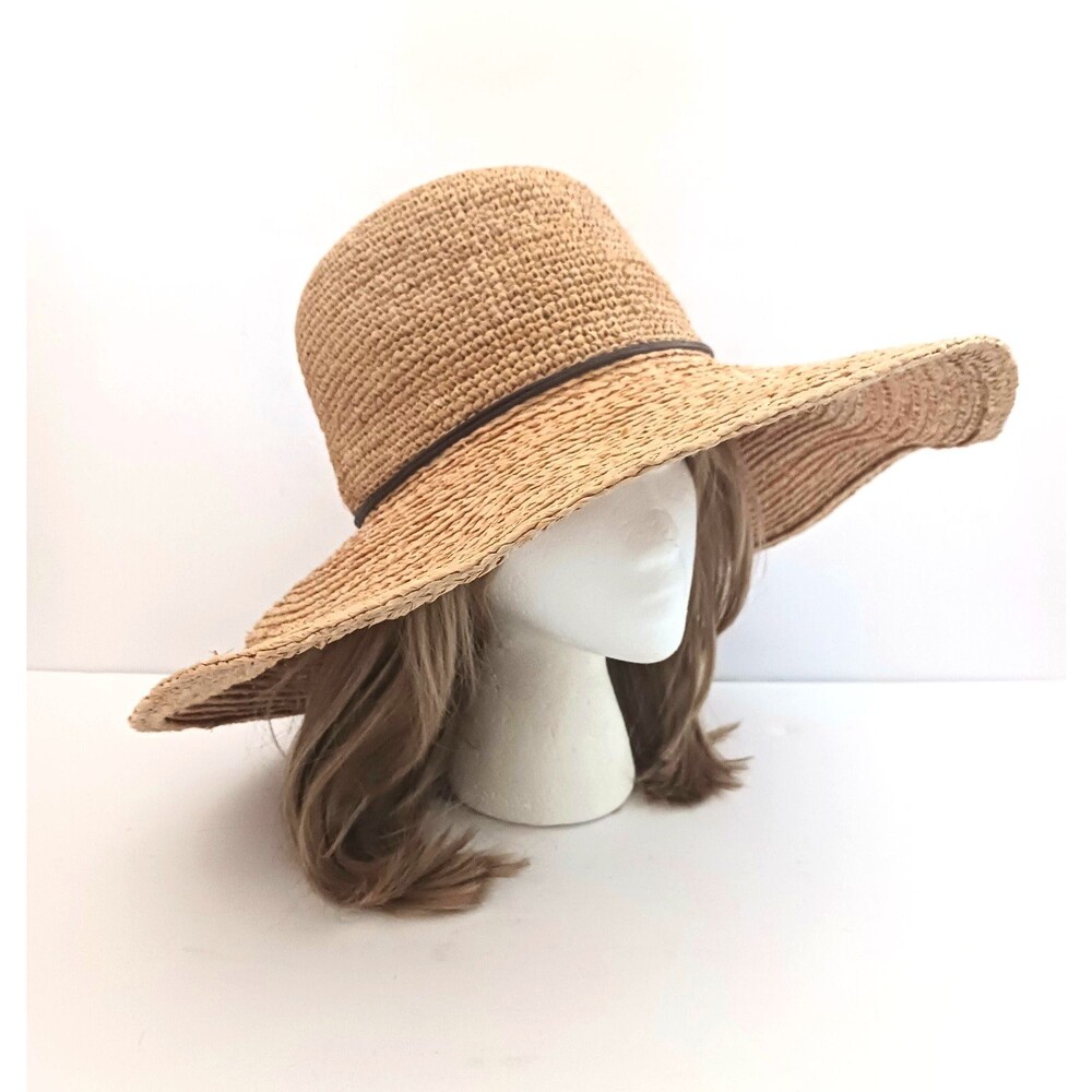 Wallaroo Hat Wide Brim Napa Raffia Straw Sun Hat Crochet Crown Adjustable